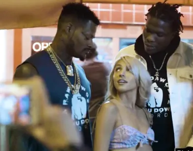 Blonde at Private Party with Three Black Rappers!