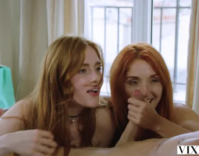 Hot Redhead Babes in Wild Group Sex with Experienced Stud!