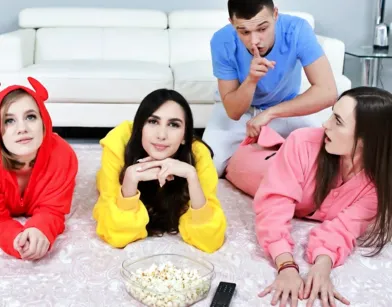 Stepbrother Fucks Stepsister and Her Two Slutty Friends!