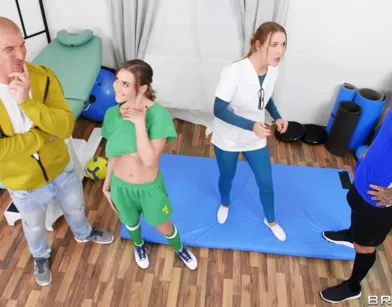 Hot Soccer Girl Gives Coach Deepthroat & Couch Sex!