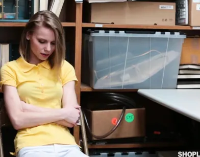 Security Guard Fucks Student in Backroom and Cums on Small Tits!