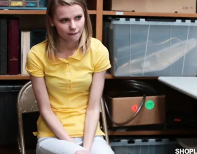 Security Guard Fucks Student in Backroom and Cums on Small Tits!