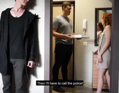 Russian Girl Cheats with Delivery Guy While Boyfriend Watches!