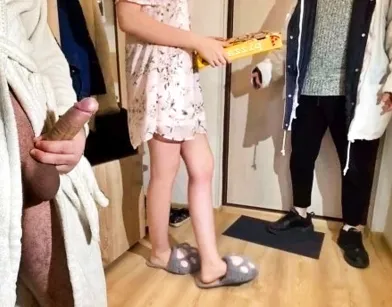 Wife Cheats with Pizza Delivery Guy While Husband Watches & Jerks!
