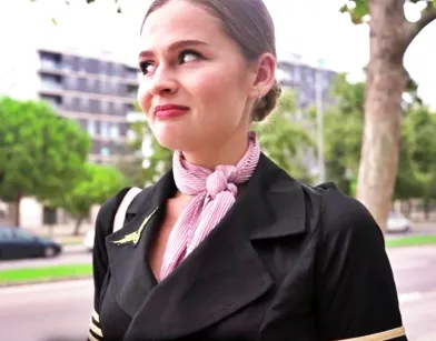 Russian Stewardess and Brave Knight Fuck Abroad!