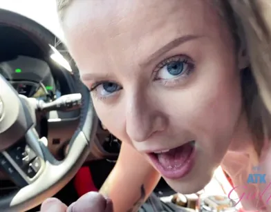 Car Blowjob Followed by Sexy Footjob Finish!
