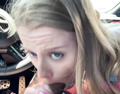 Car Blowjob Followed by Sexy Footjob Finish!