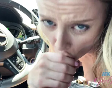 Car Blowjob Followed by Sexy Footjob Finish!