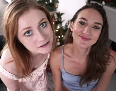 Stepsisters Get Christmas Gifts and Fuck Under the Tree!