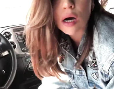 Cute Russian Cutie Sucks Her Friend's Cock in the Car!